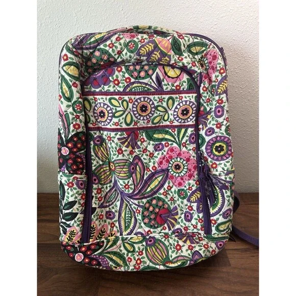 Retired Vera Bradley Full Size Back Pack Heather Purple Floral - Picture 1 of 9